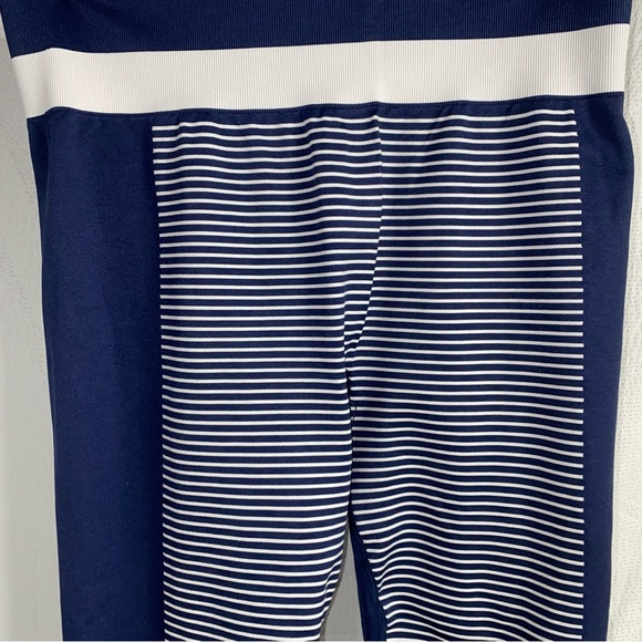 Champion Navy Blue/White Striped Cropped Legging, Size Large - Picture 2 of 11